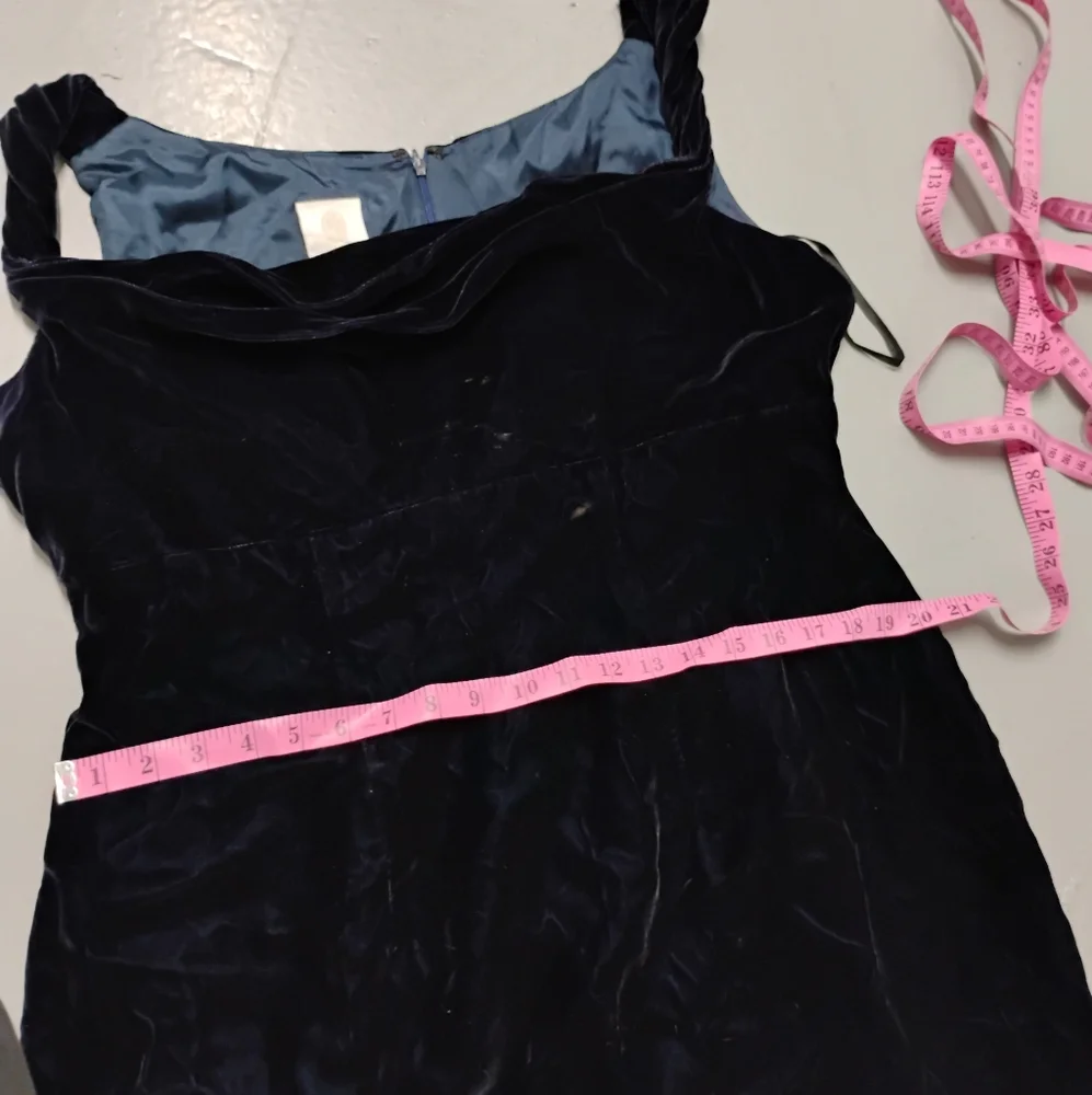 Vintage 1990s Cowl Neck Blue Velvet Dress